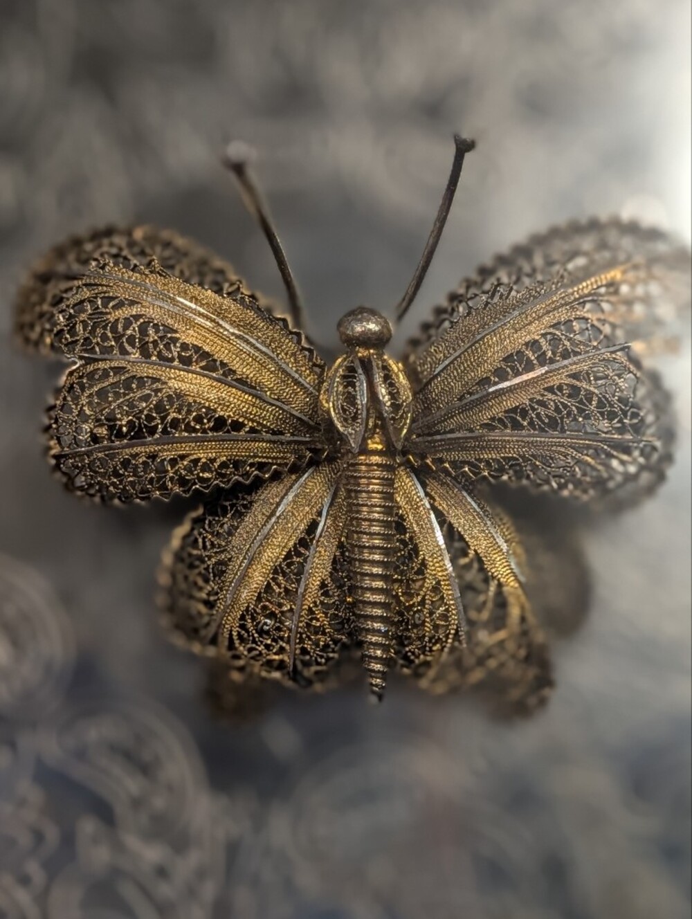 Vintage Alice Caviness Sterling Silver Filigree Butterfly Brooch Portugal